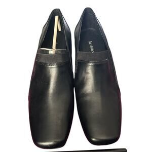 Liz Claiborne VINTAGE Logan Heel Womens 8.5M Black Vegan Leather Square Toe NEW